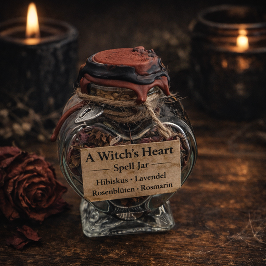 A Witch’s Heart – Spell Jar | Valloween Deko mit Hibiskus, Lavendel & Rosenblüten
