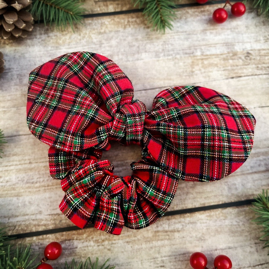 Scrunchie mit Schleife Tartan Haargummi Schottenkaro