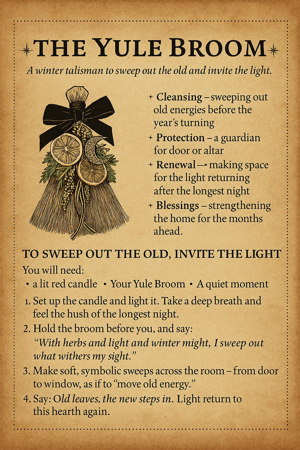 Yule Broom - kleiner Hexenbesen, winterlich dekoriert