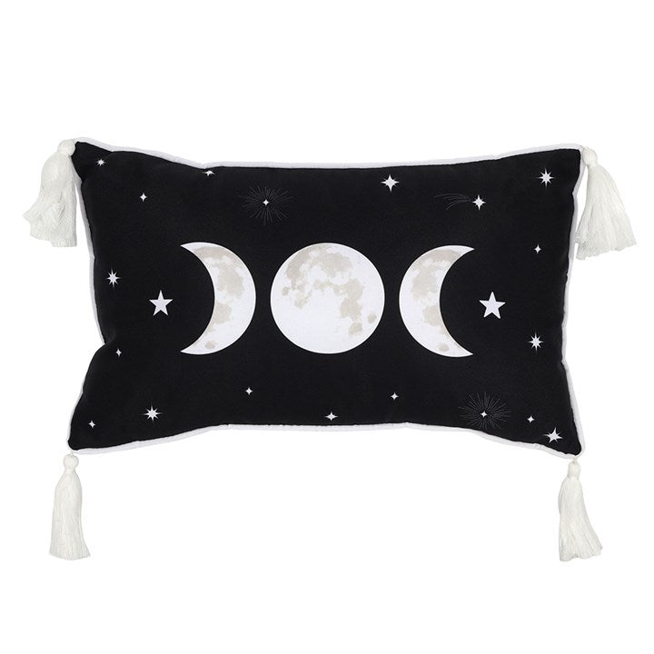 Kissen Triple Moon Quasten gothic schwarz weiß