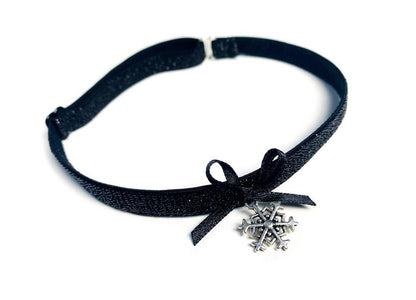 Choker Halsband Schneeflocke Glitzer 