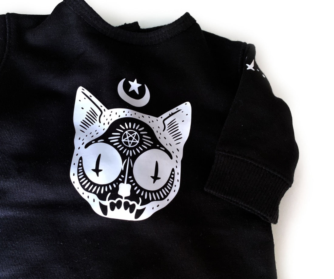 Baby Overall Gothic Satan Katze schwarz 