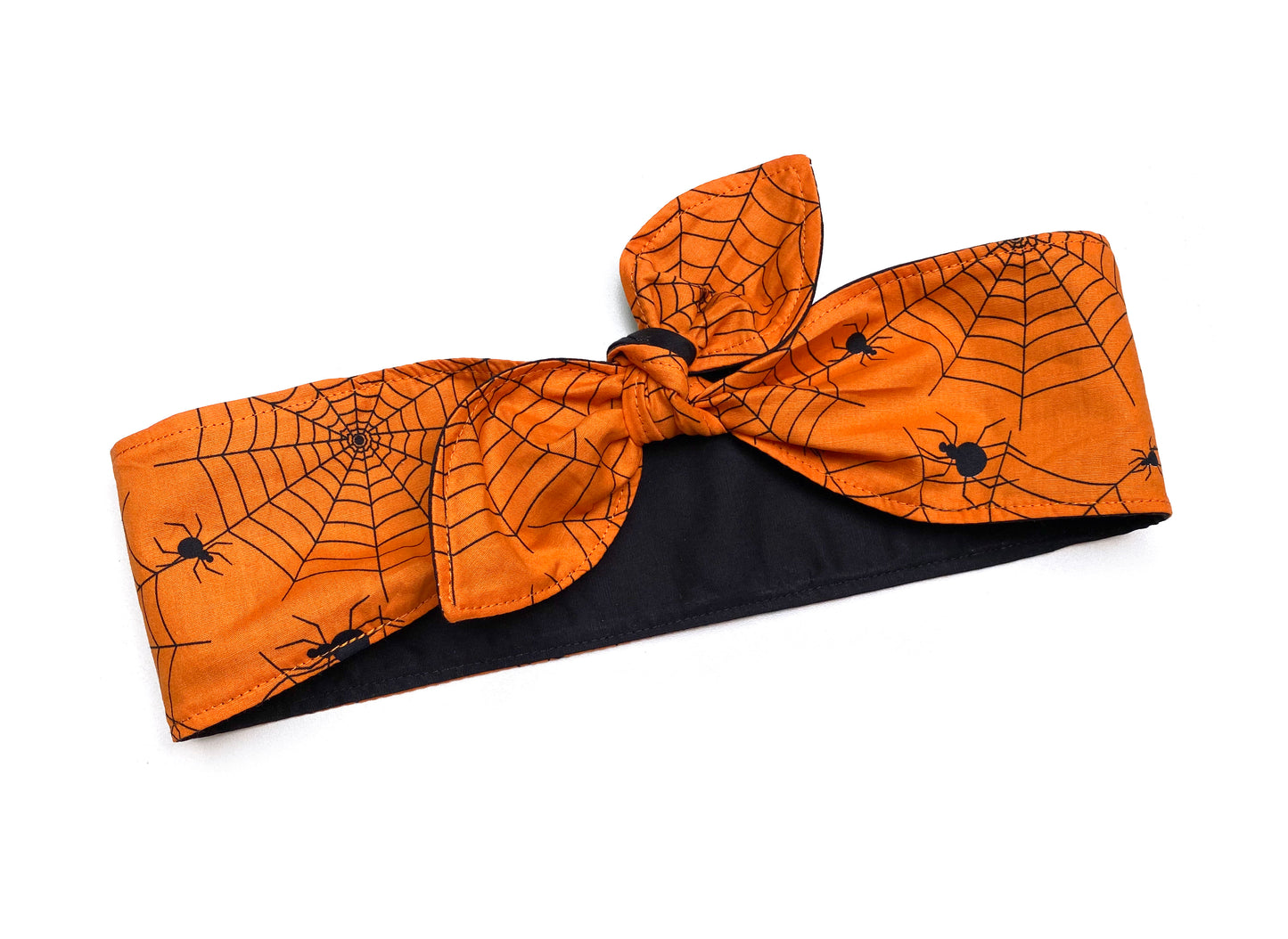 Rockabilly Haarband Halloween orange Spinnennetz