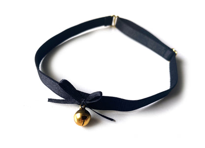 Halsband Choker Kette Glöckchen schwarz gold