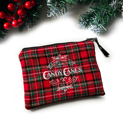 Kosmetiktasche Tartan Candy Cane Schottenkaro rot