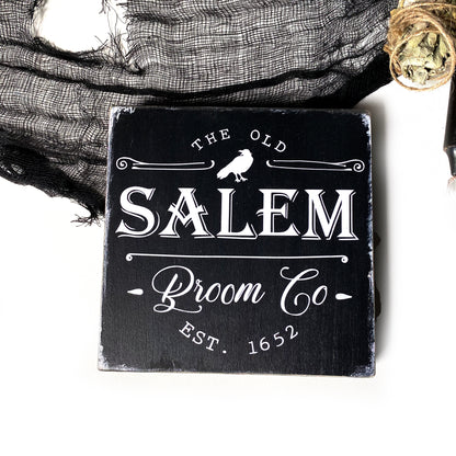 Holzschild Salem Broom Co Dekoschild Farmhouse schwarz