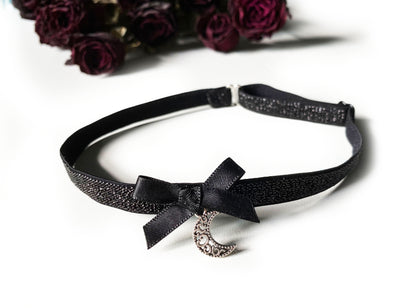 Choker Celestial Moon Halsband Glitzer schwarz