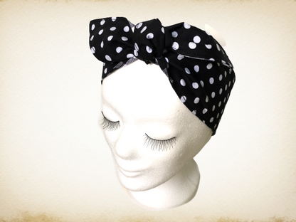 Haarband Bandana Punkte schwarz 50s