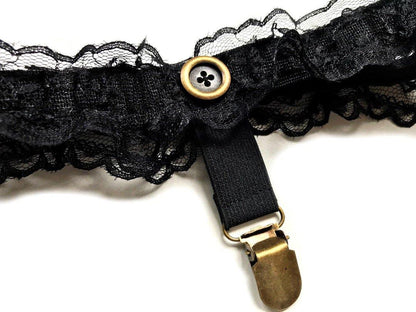 Strumpfbänder mit Clip Buttons Steampunk Spitze - Madness United Shop