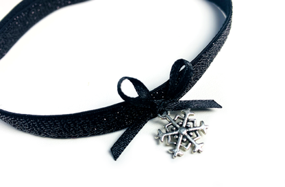 Choker Schneeflocke Halsband Glitzer schwarz - Madness United Shop